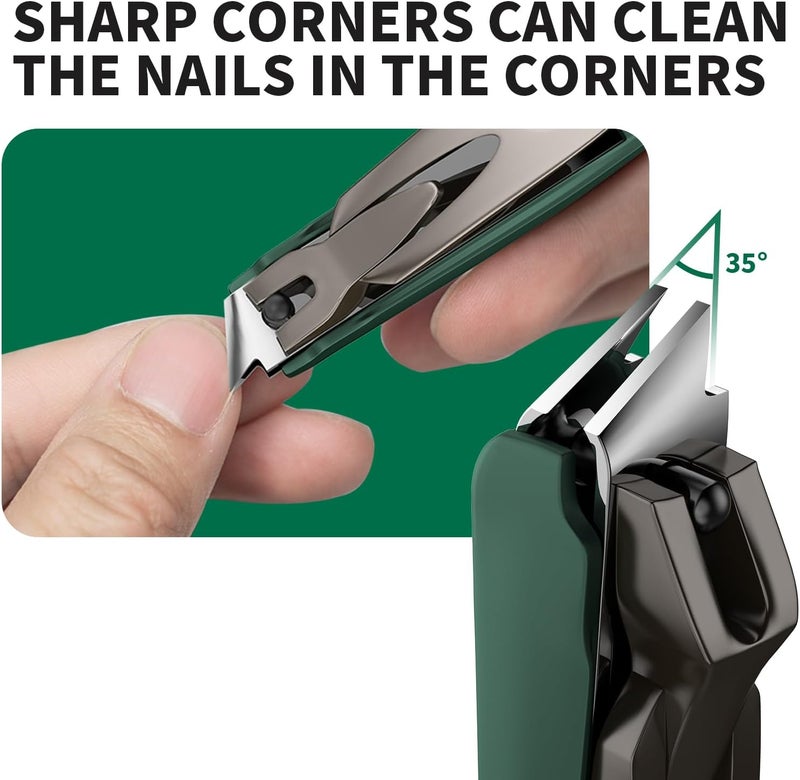 VANWIN Nail Clippers with Catcher, 2-Pack Slanted & Curved Nail Clippers for Ingrown Toenails and Fingernails, Anti-Splash Nail Cutter for Men, Women, Seniors, Heavy-Duty Finger Nail Clippers Adult - Image 3
